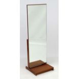 Vintage Retro : A teak framed cheval mirror with tilt facility, standing 54" high x 17 3/4" wide.