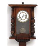 Clock : a circa 1900 Vienna wall Clock with 8 day movement striking on a gong, with repeater,