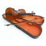 Musical Instruments : An early 20thC 3/4 size student's Violin ,