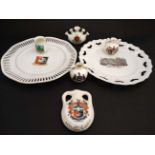 A collection of 7 items of Crestedware , to include examples by Arcadian China and W.