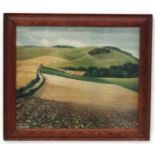 After C R W Nevinson (1889-1946) ARA Coloured print ' The Peaceful Rhythm of the Downs ' Titled