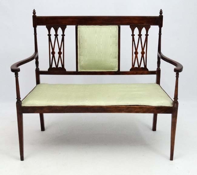 An Edwardian open arm 2-seat sofa 44 3/4" wide 39 3/4" high CONDITION: Please Note - Image 4 of 4