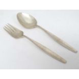 A Danish silver George Jensen spoon and fork. Cypress / Cyrpres pattern. Mid 20thC .