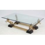 Mid Century / Hollywood Regency : A Maison Charles Coffee Table with bevelled plate glass top,