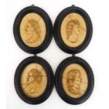 Roman reliefs 4 x miniature ovals ,
