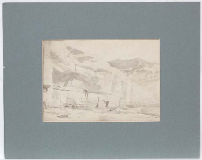 William Daniell ( 1769-1837) Indian Topographical Sepia watercolour and pencil Turbaned figures
