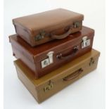 Attaché cases - 3 assorted sized leather cases.