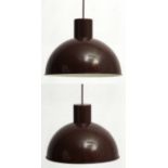 Vintage Retro : a pair of Danish Fog and Morup ' Bunker ' pendant lights/ lamps as designed by Jo