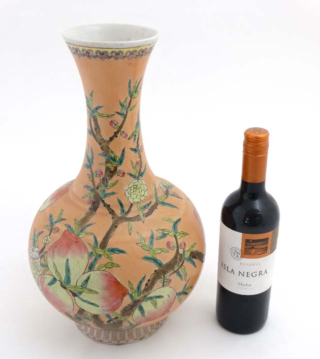 A large Chinese famille rose bottle vase ,