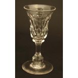 A 19thbC pedestal glass with facet cut decoration 4 1/4" high CONDITION: Please
