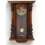 Clock : a 19 th c Walnut cased 8 day Vienna Wall clock with Kienzl Urhen movement stamped ' D. R.