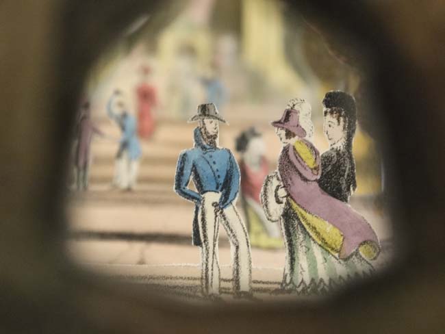 A rare cased 19thC expanding toy Diorama, peepshow viewer. - Image 2 of 9