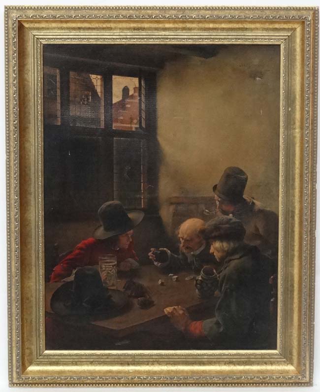 *Withdrawn from Auction * After Claus Meyer (1856- 1919) Oleograph Dutch interior tavern - Image 3 of 4