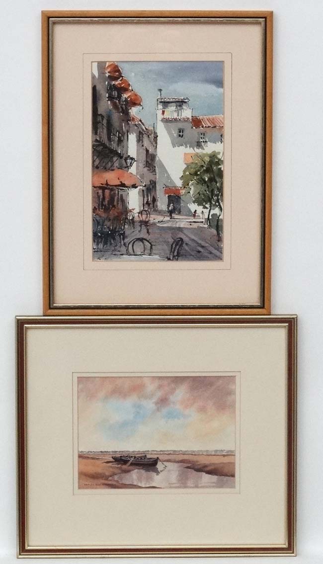 Rog Pettitt XX Watercolour ' Marbella ' & Derek Buckingham XX Watercolour ' The Lonely Shore ' 10