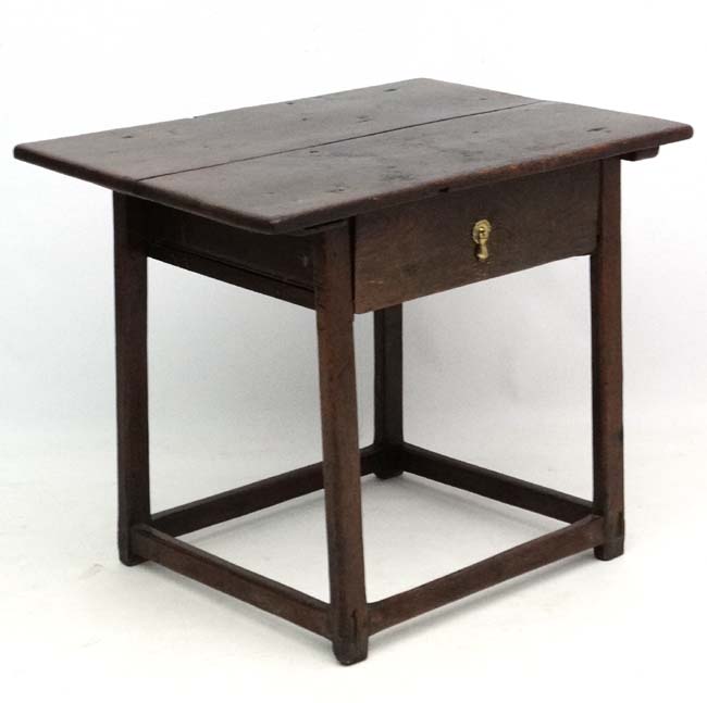 A 17thC oak side table /low boy with drawer under 33" wide x 23 1/2" deep x 26 1/2" high