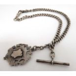 A silver albert watch chain with Hallmarked silver fob The fob Hallmarked Chester 1911 maker TJS.