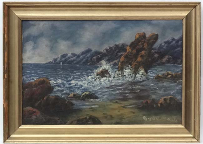 Ryde-Beck early XX Oil on canvas Coastal view Signed lower right 15 1/2 x 23 1/2"