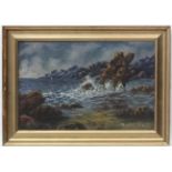 Ryde-Beck early XX Oil on canvas Coastal view Signed lower right 15 1/2 x 23 1/2"