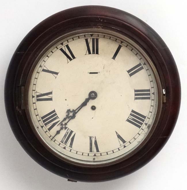 Clock : a 19 th C mahogany cased 12" wall Timepiece Clock , with fast - slow below 12, - Image 2 of 5