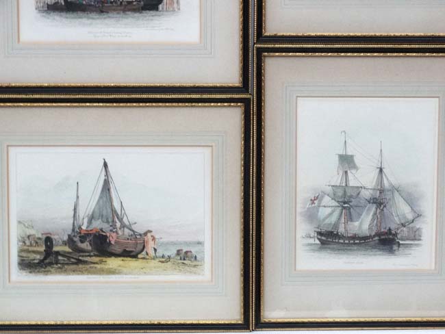 Drawn and engraved by Edward William Cooke (1811-1880) 10 hand colored maritime subjects engravings - Image 4 of 8