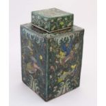 A Chinese Famille Verte square lidded container ,