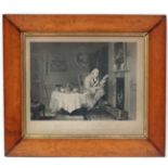 Robert Graves ( 1798-1873) after Theodore Lane ( 1800-1828) Birdseye maple framed engraving '