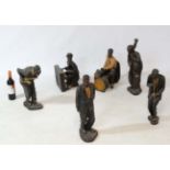 Art Deco : a set of 6 suited New Orleans Jazz Band figures, a singer with Trumpet,