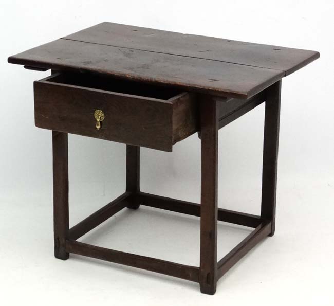 A 17thC oak side table /low boy with drawer under 33" wide x 23 1/2" deep x 26 1/2" high - Image 2 of 4