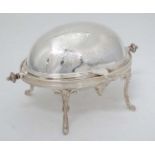 A late 20thC small silver plated serving dish of ovoid form 8" wide CONDITION: