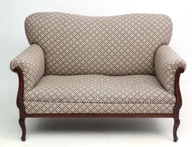 An Edwardian inlaid mahogany 2 seater sofa, - Image 2 of 4