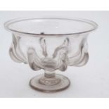 A 19thC glass pedestal bowl / bon bon dish with lobed decoration 6" diameter x 4 1/4" high