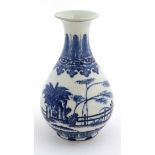 A Chinese blue and white Yuhuchunping vase, having pear form body ,