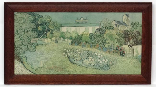 After V van Gogh Coloured print ' Garten Daubigny's ' Garden Titled verso 14 7/8 x 30"