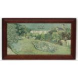 After V van Gogh Coloured print ' Garten Daubigny's ' Garden Titled verso 14 7/8 x 30"