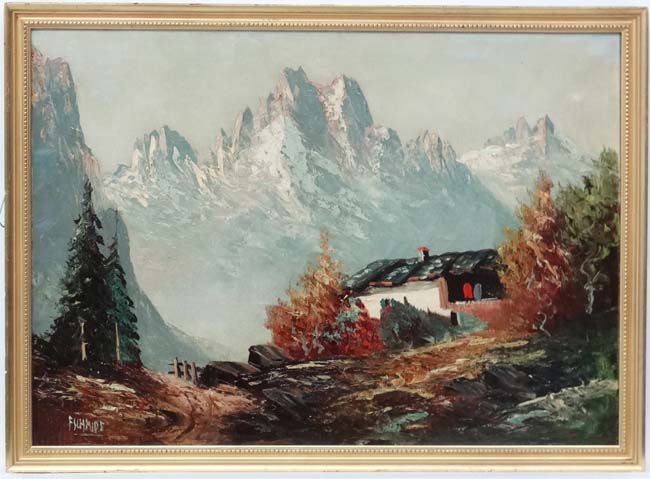 F Schmidt XX Oil on canvas Tyrolean scene Signed lower left 20 x 28" CONDITION: