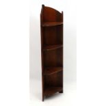 A 19thC set of mahogany corner open floor standing shelves 46" high x 14 1/4" wide