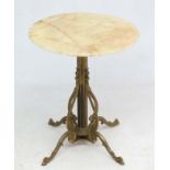 Mid Century / Hollywood Regency : A 1970's Onyx / marble circular topped occasional table ,