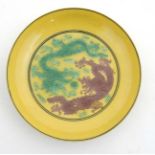 An Imperial yellow '' dragon'' dish ,