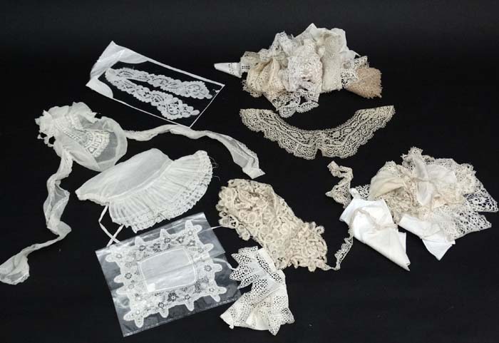 Textiles : A collection of late 19thC and early 20thC bobbin lace, tape lace, lawn bonnets, - Image 2 of 6