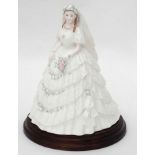 Coalport Princess Alexandra figure on wooden base.