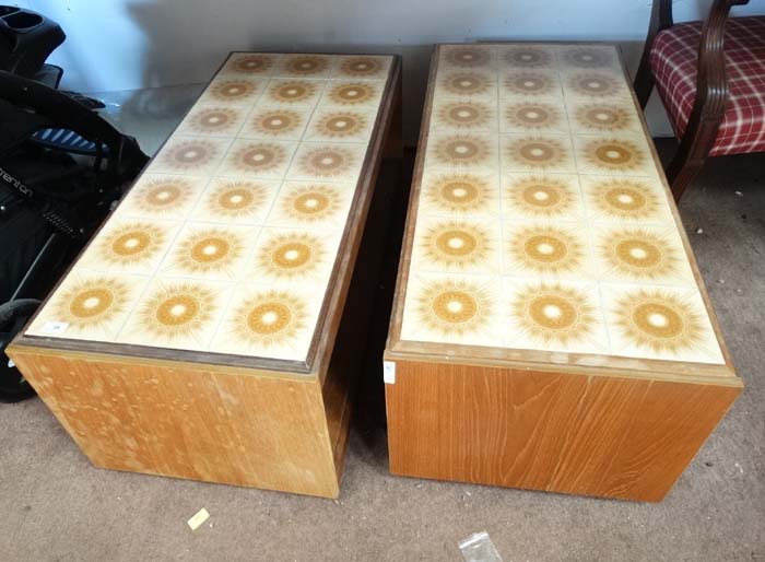 Two Retro 1970's tiled top coffe tables CONDITION: Please Note - we do not make