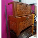 Oriental hardwood coffer and matching coffee table (2) CONDITION: Please Note - we