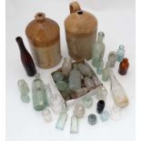 Quantity of assorted flagons and old bottles to include ' E Norths of Aylesbury mineral Water '