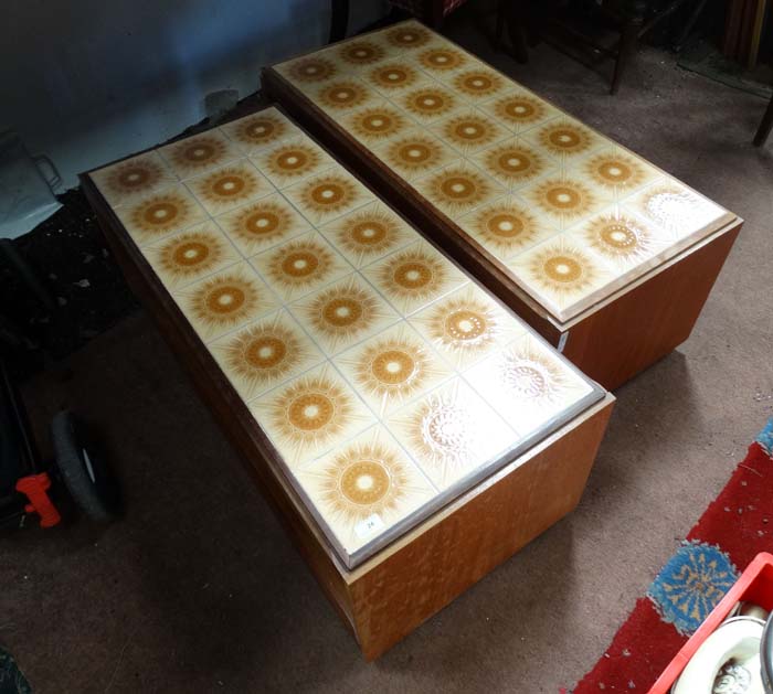 Two Retro 1970's tiled top coffe tables CONDITION: Please Note - we do not make - Image 2 of 3