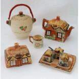 Cottageware etc : A teapot, Keel Street Pottery milk jug, Empire ware cruet,