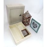 Assorted items comprising : Bathroom cabinet , cutlery tray, lantern,