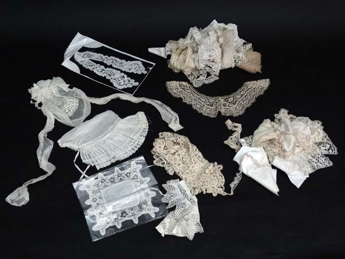 Textiles : A collection of late 19thC and early 20thC bobbin lace, tape lace, lawn bonnets, - Image 3 of 6