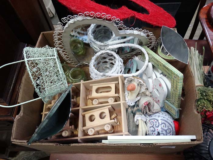 Box of assorted miscellaneous items to include umbrella, bag, frames, - Image 2 of 2