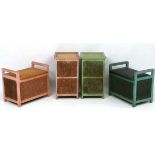 1930's Lloyd Loom - 2 stools with lift up lids and compartments within together with 2 laundry