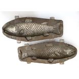 Kitchenalia : An early / mid 20thC double Trout fish chocolate / mousse mould, one numbered 8710.